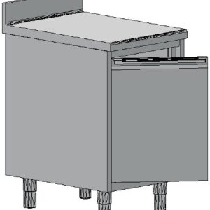 Tavolo armadio inox con n. 1 sportello a battente e alzatina