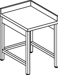 Tavolo inox angolare 500 su gambe con traverse e doppia alzatina