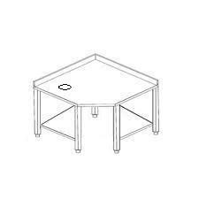 Tavolo inox angolare su gambe con traverse