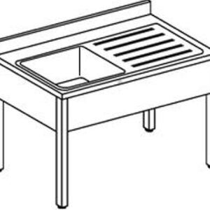 Lavelli inox 600 su gambe 1 vasca con gocciolatoio