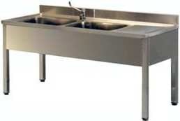Lavelli inox 600 su gambe 2 vasche con gocciolatoio