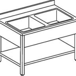Lavelli inox 600 su banco 2 vasche