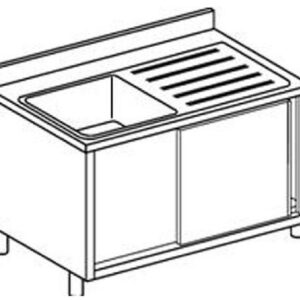 Lavelli inox 600 armadiati 1 vasca con gocciolatoio