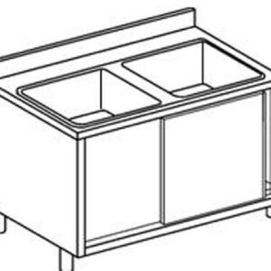 Lavelli inox 600 armadiati 2 vasche