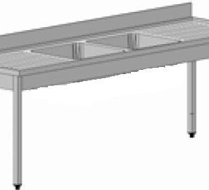 Lavelli inox 700 su gambe 2 vasche con 2 gocciolatoi