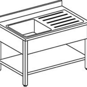 Lavelli inox 700 su banco 1 vasca con gocciolatoio
