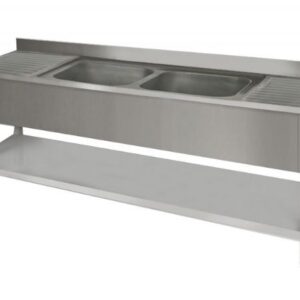 Lavelli inox 700 su banco 2 vasche con 2 gocciolatoi