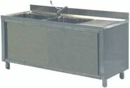 Lavelli inox 700 armadiati 2 vasche con gocciolatoio