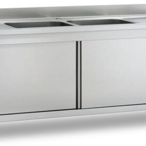 Lavelli inox 700 armadiati 2 vasche con 2 gocciolatoi