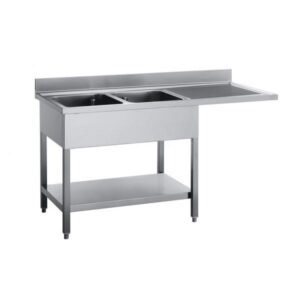 Lavelli inox 700 su banco per inserimento lavastoviglie  2 vasche con gocciolatoio