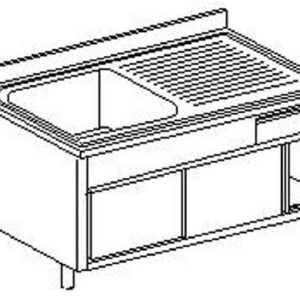 Lavelli inox 700 su armadio con un cassetto  1 vasca con gocciolatoio