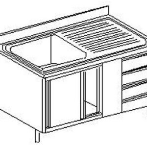 Lavelli inox 700 su armadio con 4 cassetti  1 vasca con gocciolatoio