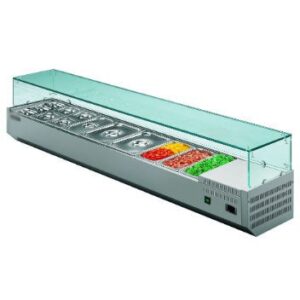 Portabacinelle GN refrigerati con mensola vetro diritto 160