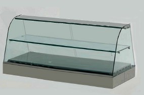 Vetrine neutre inox 630 da banco con cristalli curvi