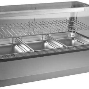 Vetrine calde 780 inox  con cristalli curvi da banco
