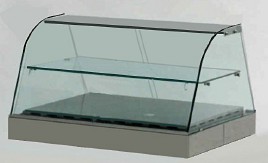 Vetrine calde 630 a convezione naturale inox elettriche con vetri curvi da banco
