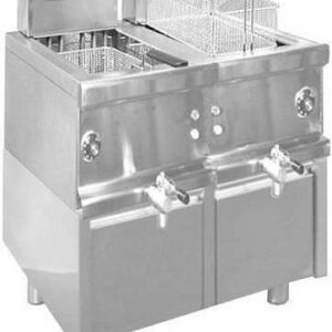 Friggitrici inox elettriche Combi 600, 2 vasche su mobile cassetti olio 12+12 lt.