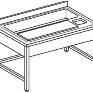 Lavelli  inox 700 cernita verdure su gambe 1 vasca con traverse con tagliere e foro di scarico