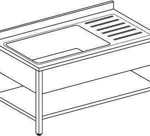 Lavelli inox 700 su banco 1 vasca con gocciolatoio