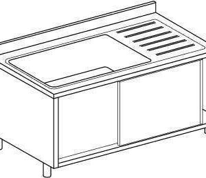 Lavelli inox 700 su armadio 1 vasca con gocciolatoio