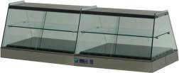 Vetrine inox 630 ad 1 settore riscaldato ed 1 neutro con cristalli piani, da banco