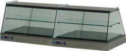 Vetrine inox 630 a 2 settori riscaldati con cristalli piani, da banco