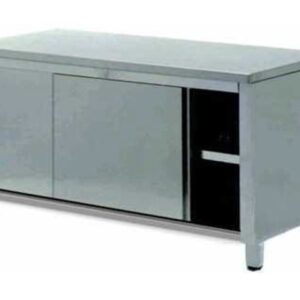 Tavolo armadio inox con n. 2 sportelli scorrevoli